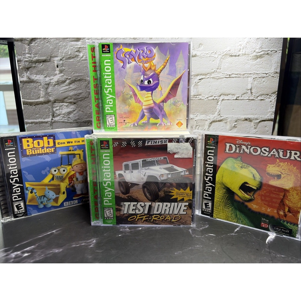 Sony PlayStation 1 Lot - Spyro/Bob The Builder/Test Drive Off Road & Dinosaur